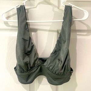 J.Crew Plunge V-neck bikini top Sage Green Size M Wide Straps